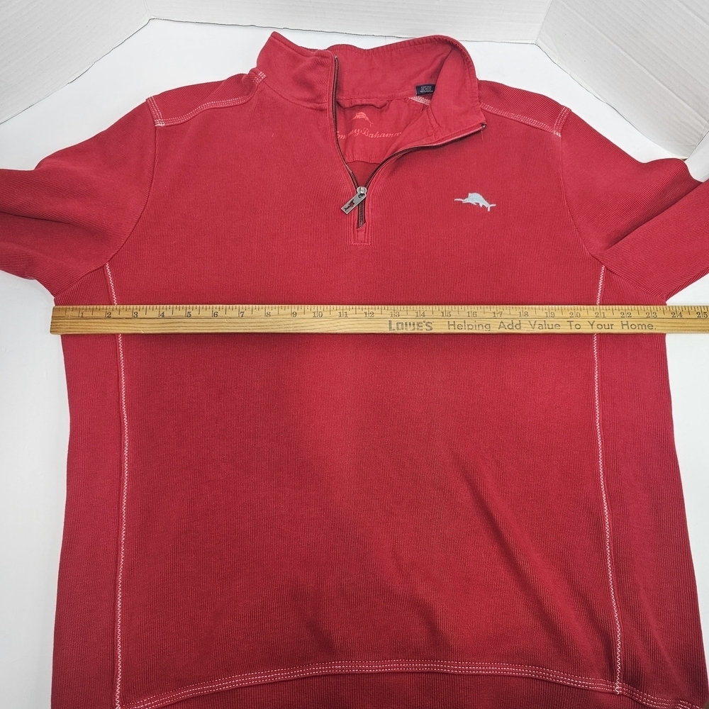 Tommy Bahama Sweater Men's Sz M Redd 1/4 zip Long Sleeve Cotton - Picture 6 of 11